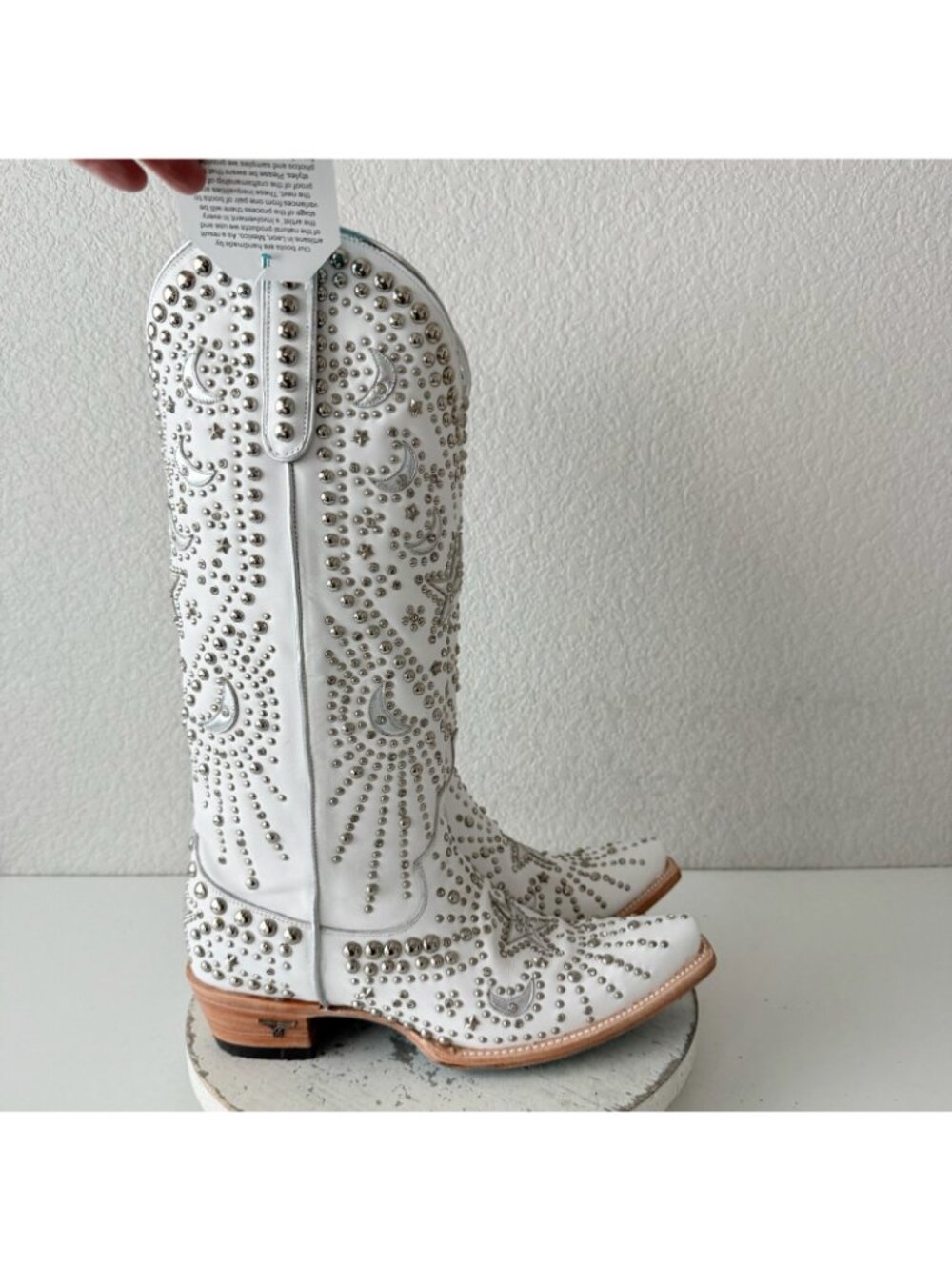 Lane SOLSTICE White Cowboy Boots Embellished Western Cowgirl Tall Snip Toe 11 - Picture 2 of 16